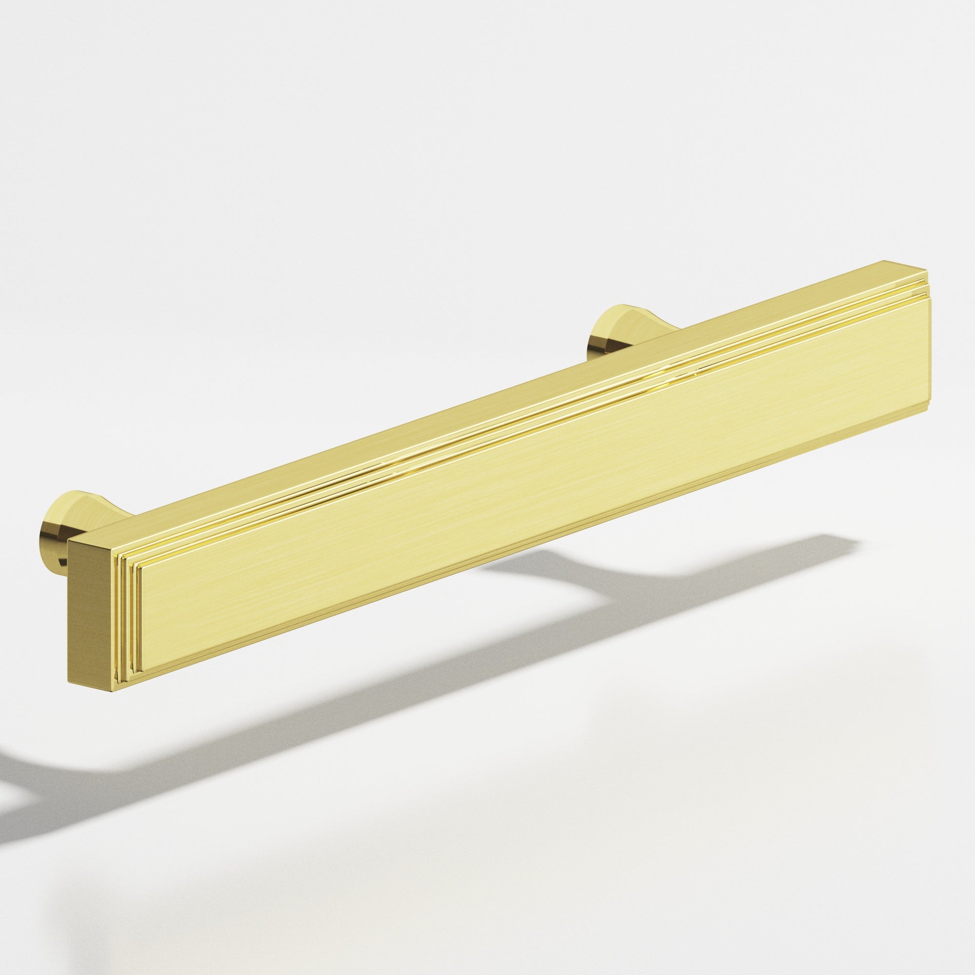 Colonial Bronze Series 941 8" Rectangular Stepped Cabinet Pull With Flared Posts Unlacquered Polished Brass / 8"