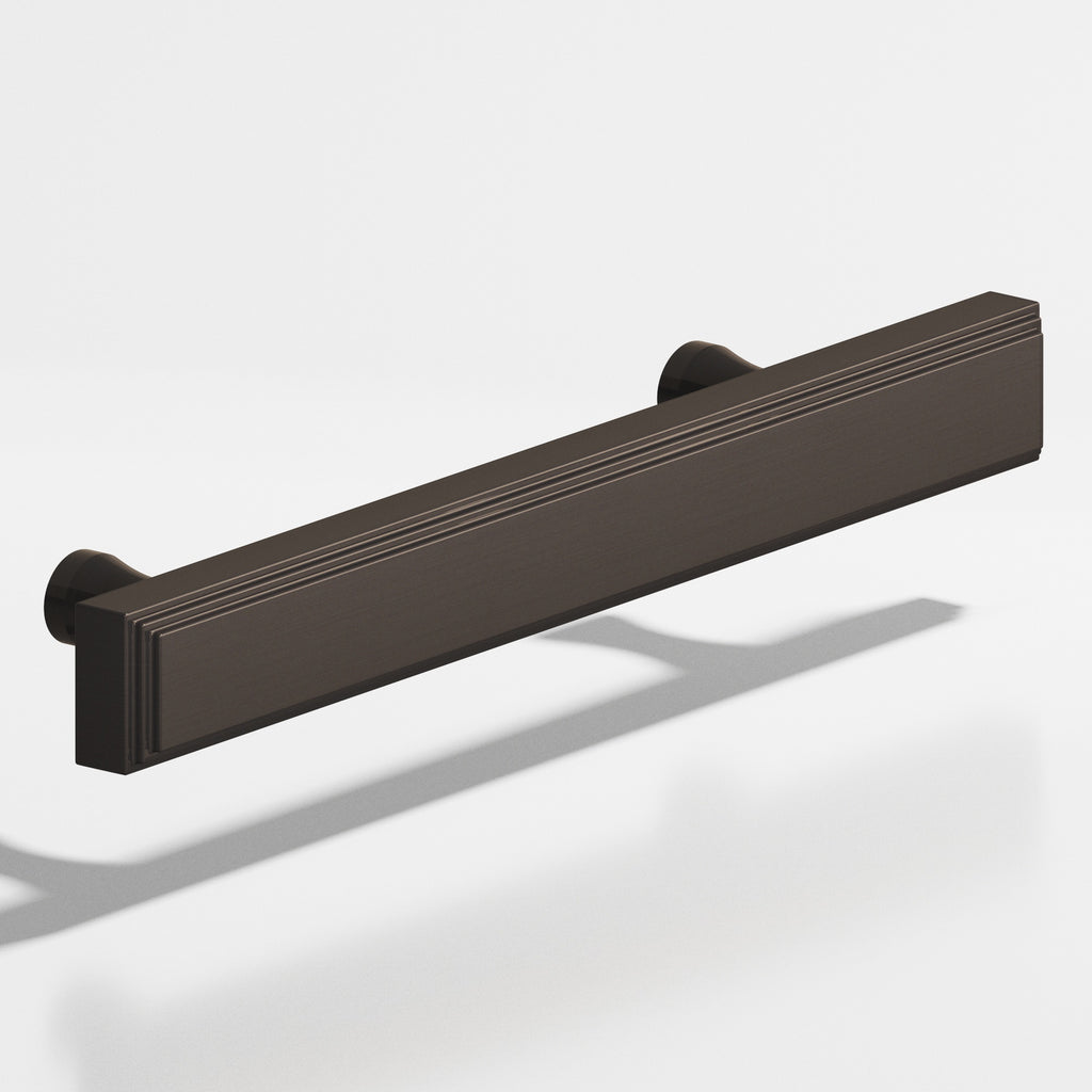 Colonial Bronze Series 941 8" Rectangular Stepped Cabinet Pull With Flared Posts Dark Statuary Bronze / 8"