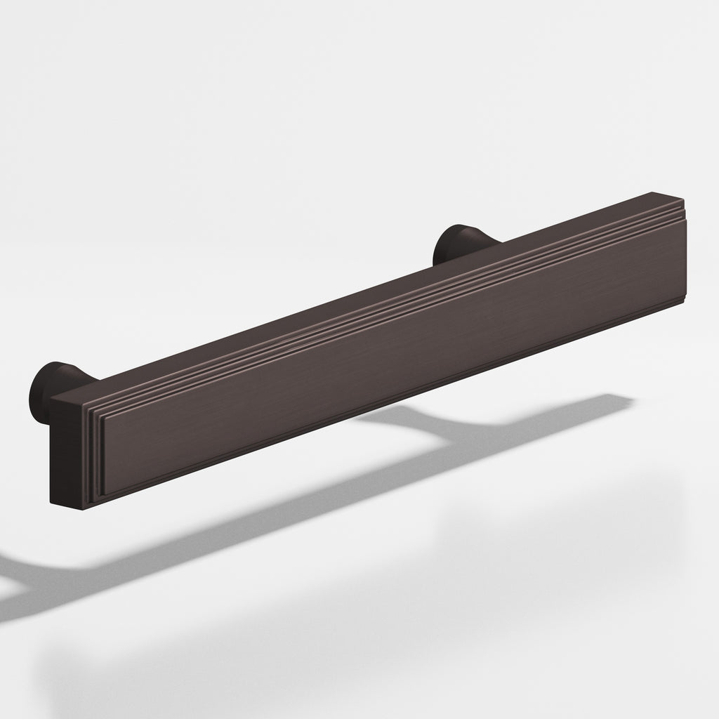 Colonial Bronze Series 941 8" Rectangular Stepped Cabinet Pull With Flared Posts Matte Dark Statuary Bronze / 8"