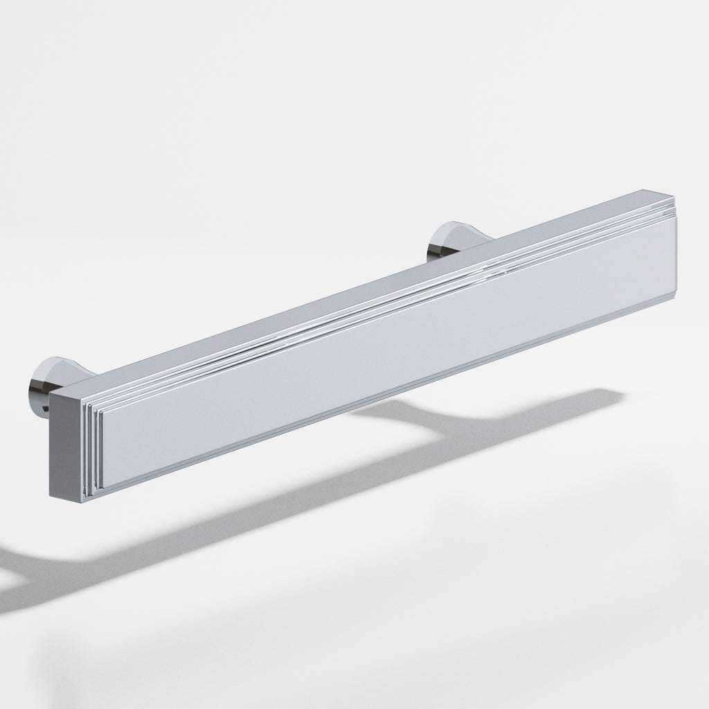 Colonial Bronze Series 941 8" Rectangular Stepped Cabinet Pull With Flared Posts Polished Chrome / 8"