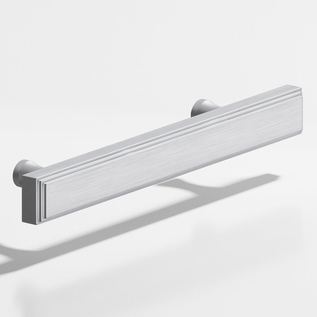 Colonial Bronze Series 941 6" Rectangular Stepped Cabinet Pull With Flared Posts Matte Satin Chrome / 6"