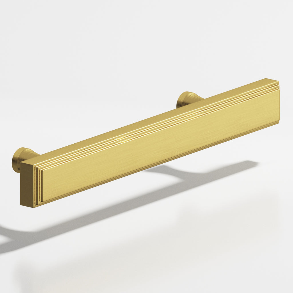 Colonial Bronze Series 941 8" Rectangular Stepped Cabinet Pull With Flared Posts Satin Brass / 8"