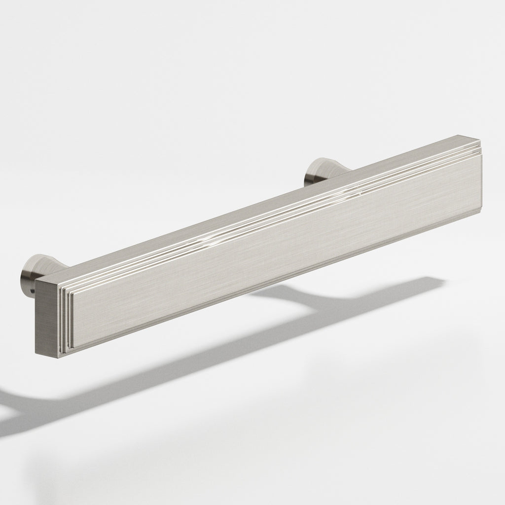 Colonial Bronze Series 941 8" Rectangular Stepped Cabinet Pull With Flared Posts Satin Nickel / 8"