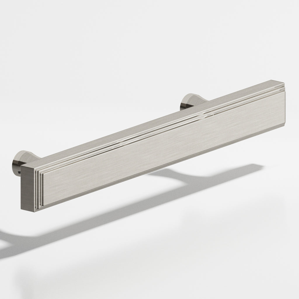 Colonial Bronze Series 941 8" Rectangular Stepped Cabinet Pull With Flared Posts Nickel Stainless / 8"