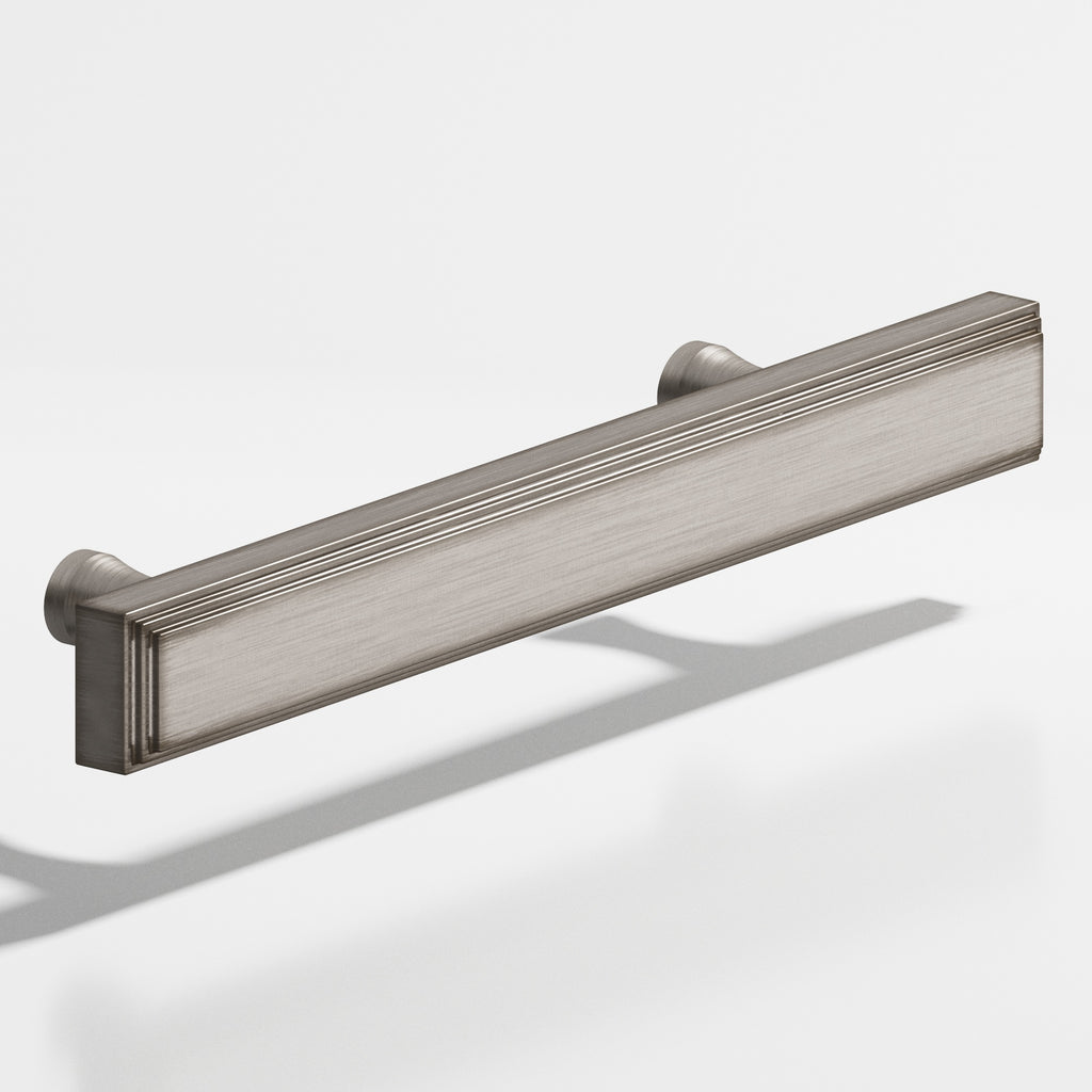Colonial Bronze Series 941 4" Rectangular Stepped Cabinet Pull With Flared Posts Pewter / 4"