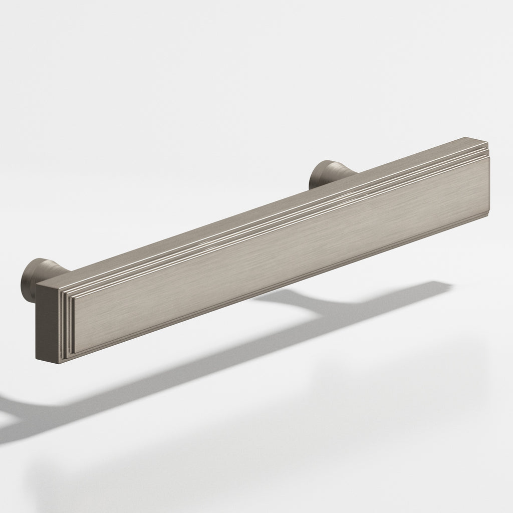 Colonial Bronze Series 941 8" Rectangular Stepped Cabinet Pull With Flared Posts Matte Pewter / 8"