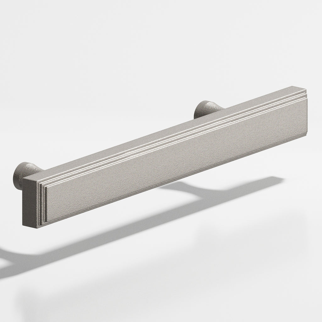 Colonial Bronze Series 941 8" Rectangular Stepped Cabinet Pull With Flared Posts Frost Nickel™ / 8"