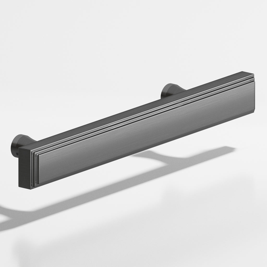 Colonial Bronze Series 941 4" Rectangular Stepped Cabinet Pull With Flared Posts Graphite / 4"