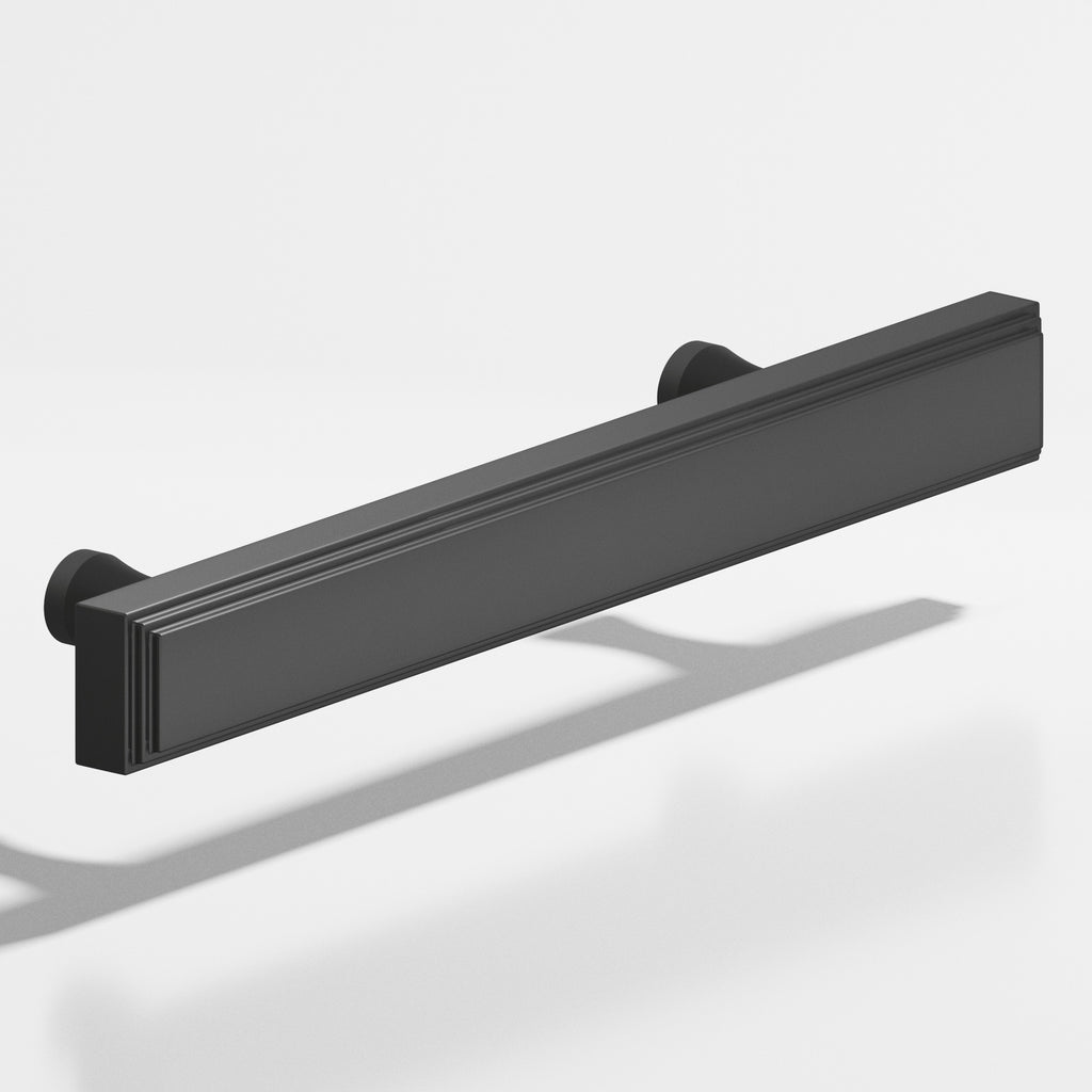 Colonial Bronze Series 941 4" Rectangular Stepped Cabinet Pull With Flared Posts Matte Graphite / 4"