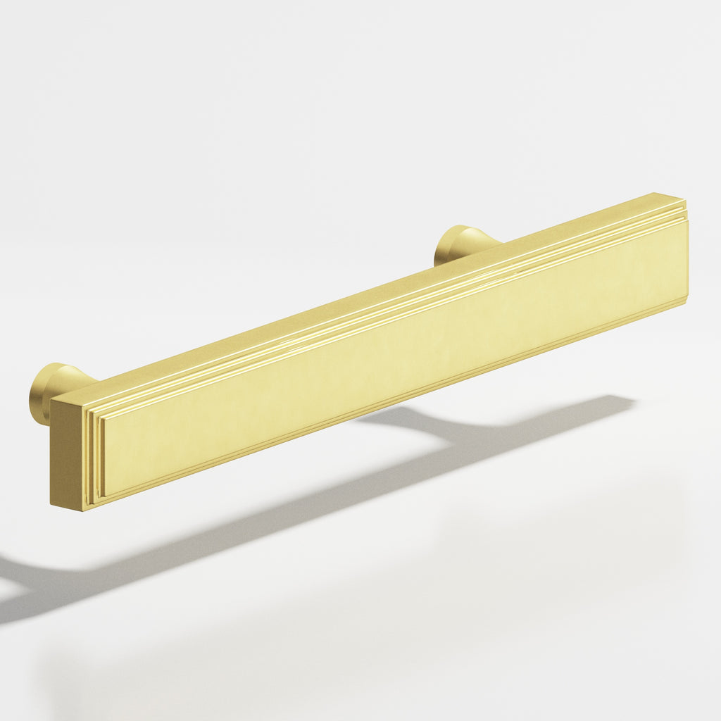 Colonial Bronze Series 941 6" Rectangular Stepped Cabinet Pull With Flared Posts Matte Satin Brass / 6"