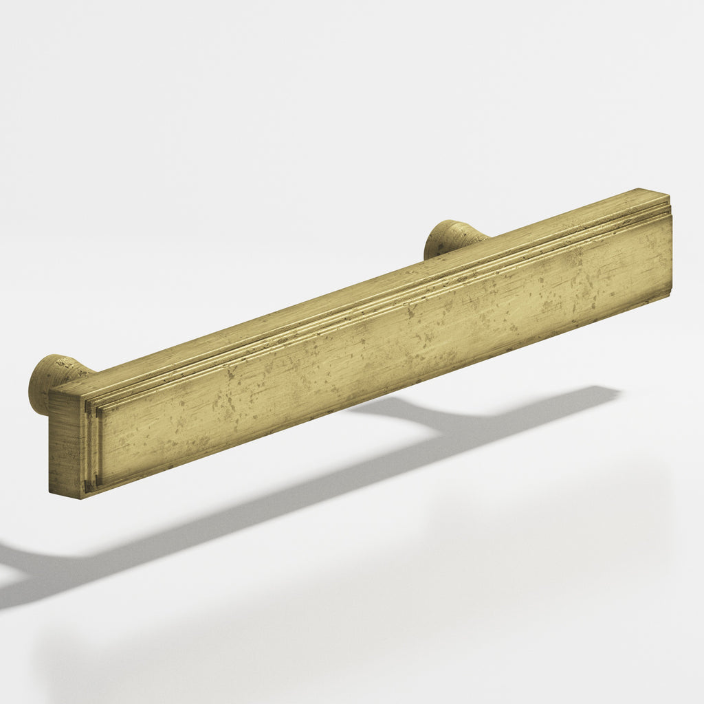 Colonial Bronze Series 941 8" Rectangular Stepped Cabinet Pull With Flared Posts Distressed Antique Brass / 8"
