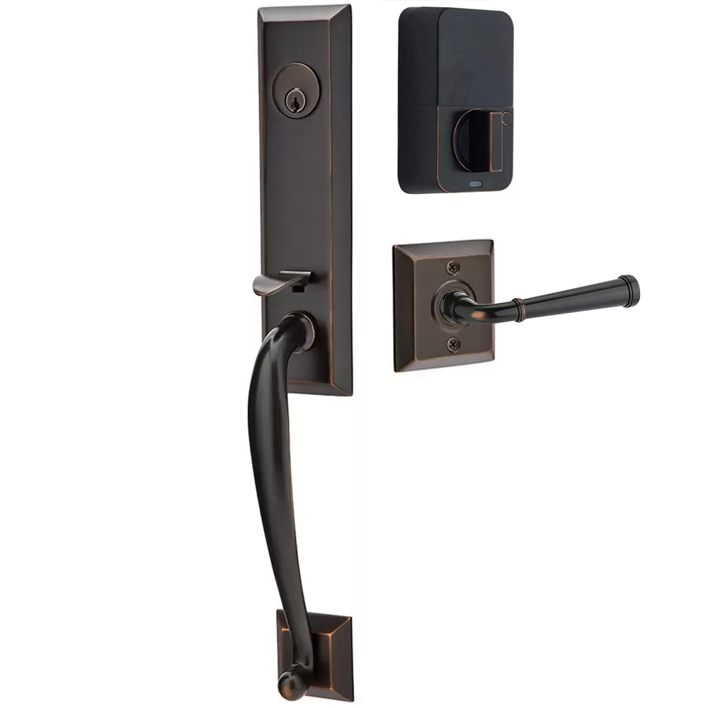 Emtek Adams Tubular Entryset Monolithic with Merrimack Lever