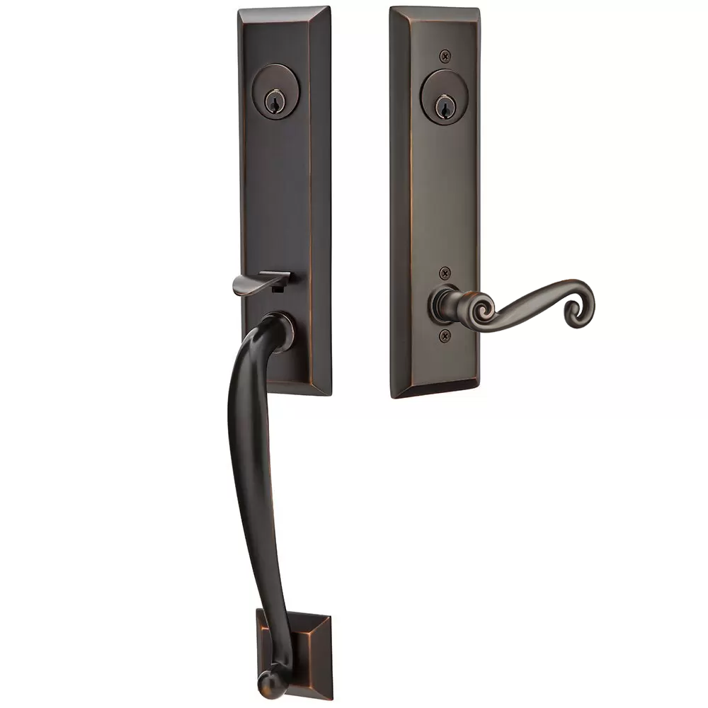 Emtek Adams Tubular Entryset Monolithic with Rustic Lever