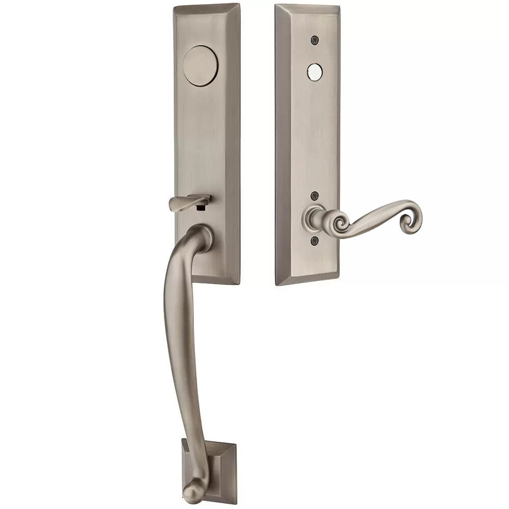 Emtek Adams Tubular Entryset Monolithic with Rustic Lever