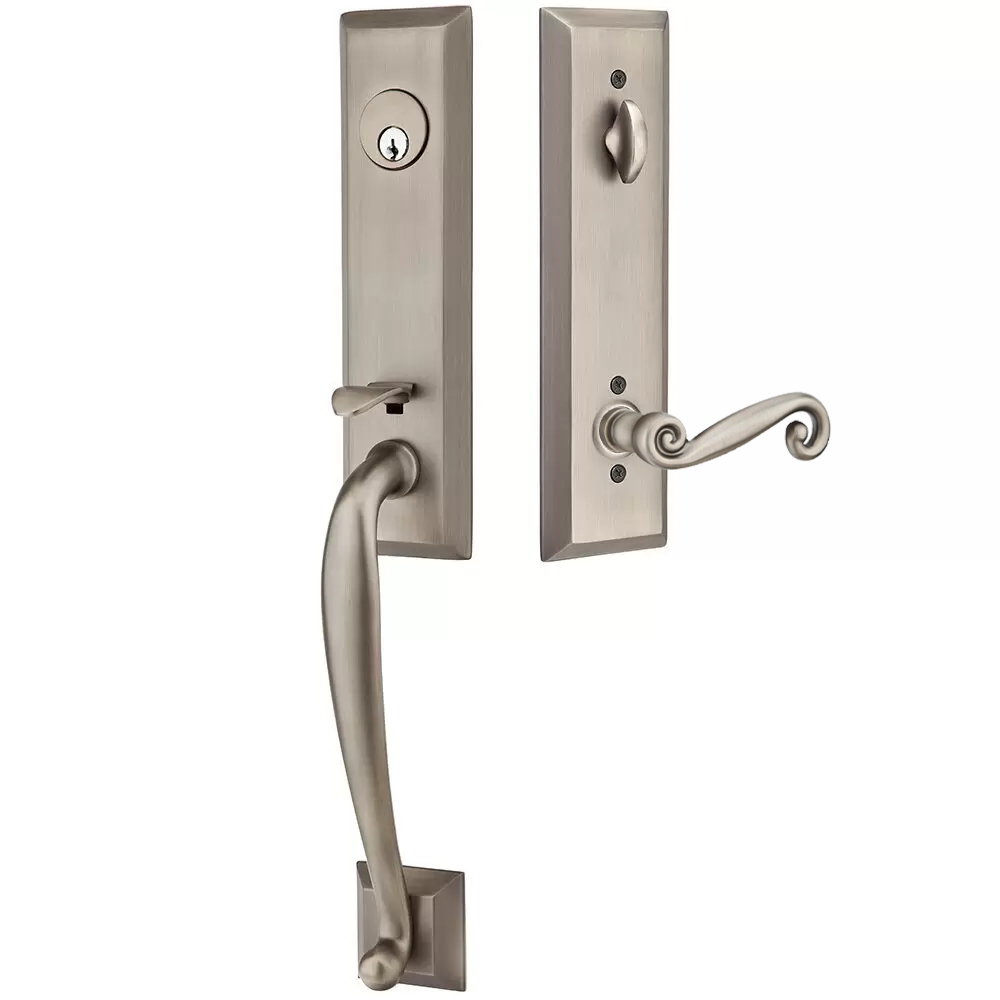 Emtek Adams Tubular Entryset Monolithic with Rustic Lever