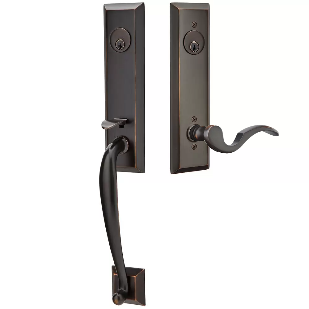 Emtek Adams Tubular Entryset Monolithic with Cortina Lever