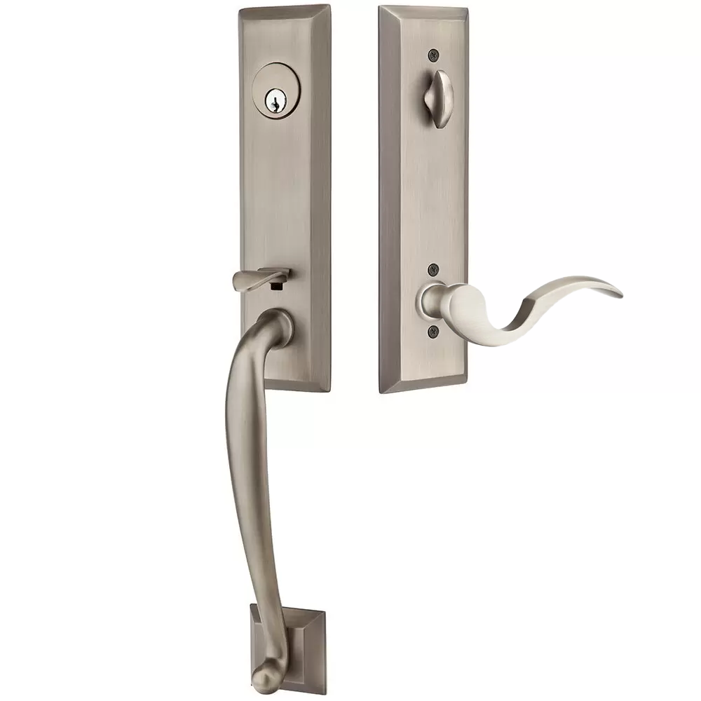 Emtek Adams Tubular Entryset Monolithic with Cortina Lever