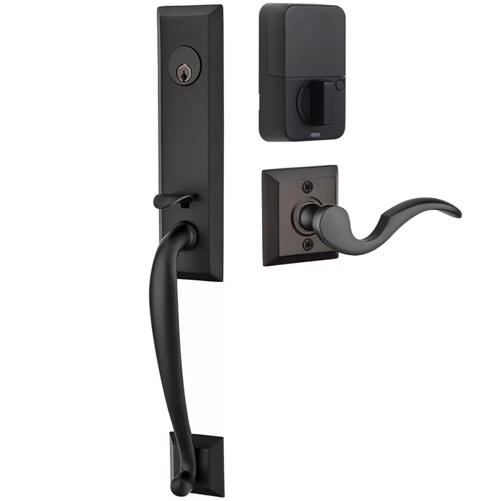 Emtek Adams Tubular Entryset Monolithic with Cortina Lever