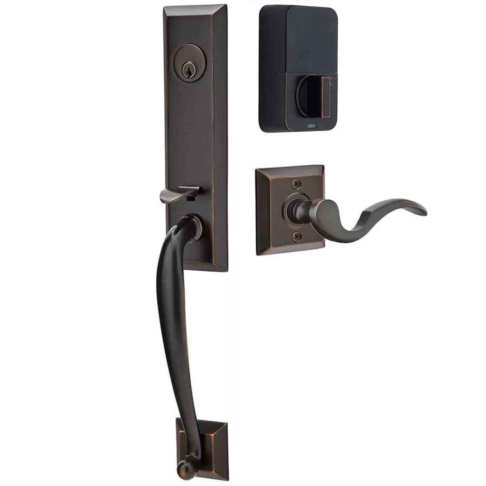 Emtek Adams Tubular Entryset Monolithic with Cortina Lever