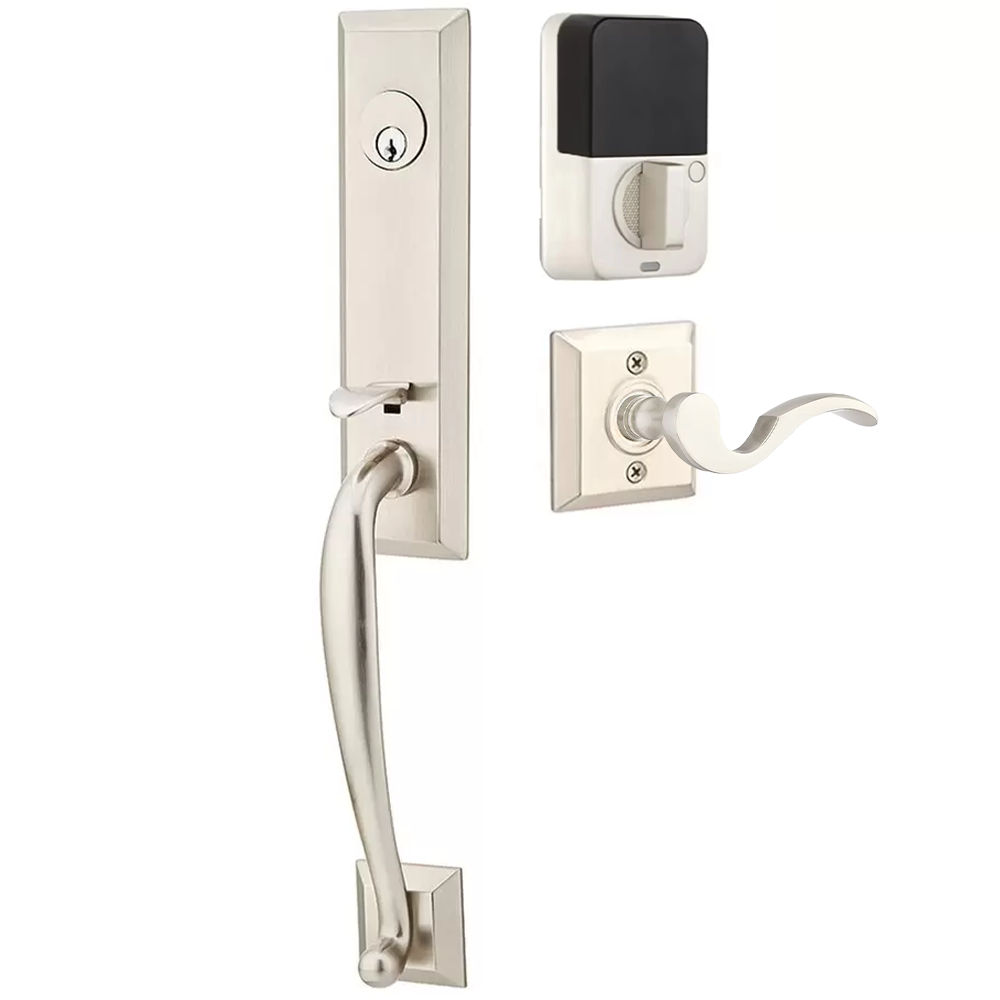 Emtek Adams Tubular Entryset Monolithic with Cortina Lever