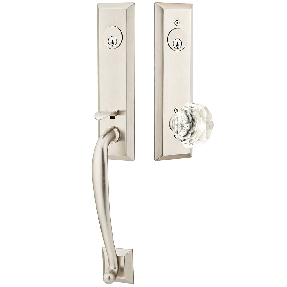 Emtek Adams Tubular Entryset Monolithic with Diamond Glass Knob