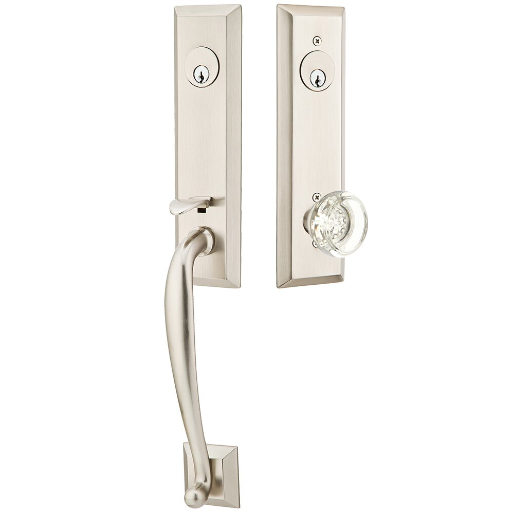 Emtek Adams Tubular Entryset Monolithic with Georgetown Glass Knob