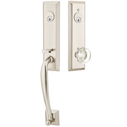 Emtek Adams Tubular Entryset Monolithic with Georgetown Glass Knob