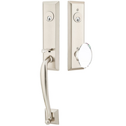 Emtek Adams Tubular Entryset Monolithic with Hampton Glass Knob