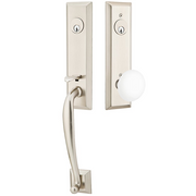 Emtek Adams Tubular Entryset Monolithic with Ice White Porcelain Knob