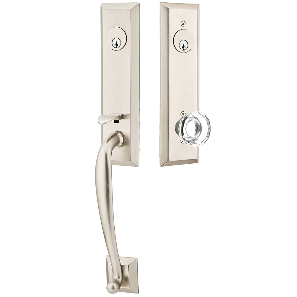 Emtek Adams Tubular Entryset Monolithic with Lowell Glass Knob