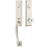 Emtek Adams Tubular Entryset Monolithic with Lowell Glass Knob