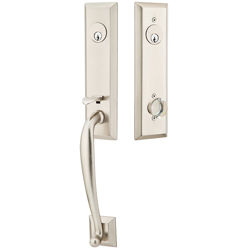 Emtek Adams Tubular Entryset Monolithic with Providence Glass Knob