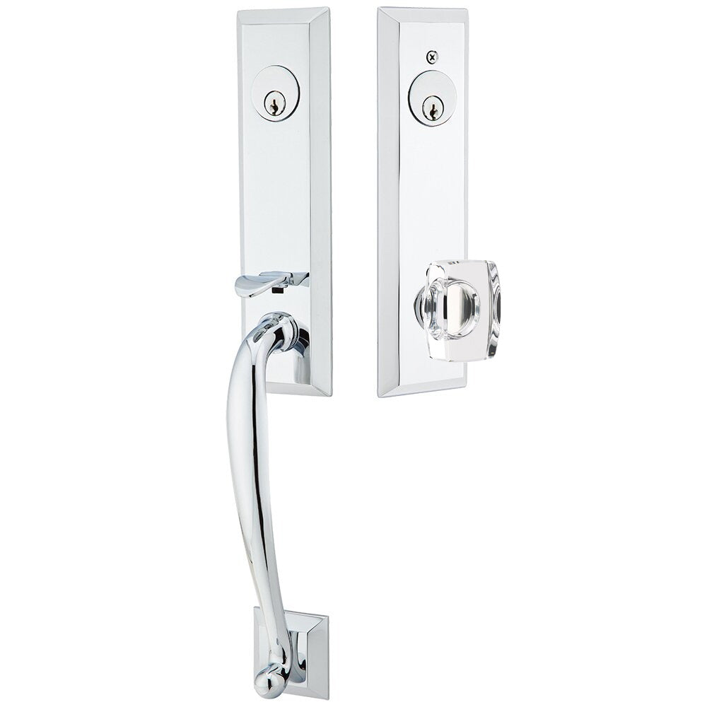 Emtek Adams Tubular Entryset Monolithic with Windsor Glass Knob