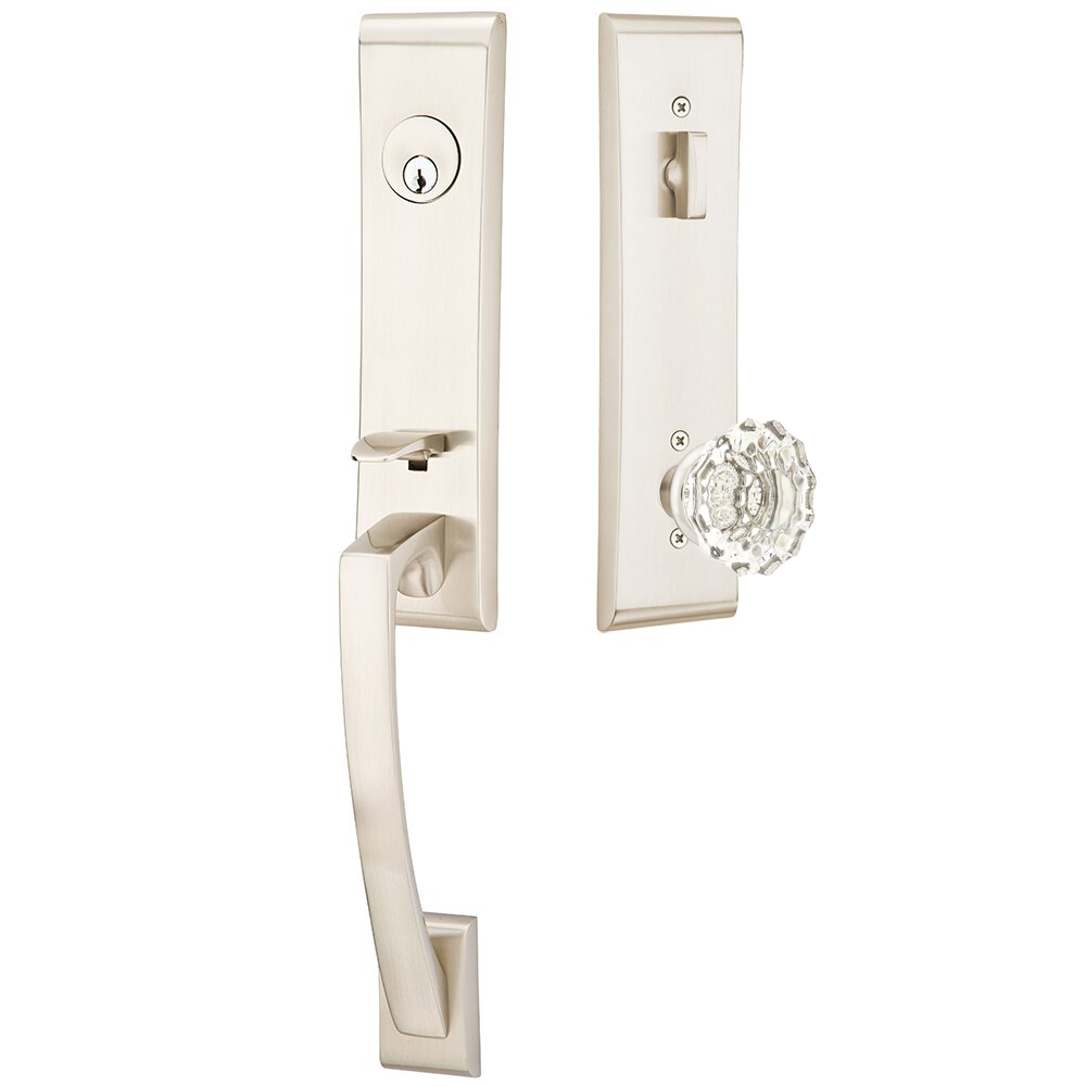 Emtek Apollo Tubular Entryset Monolithic with Astoria Glass Knob