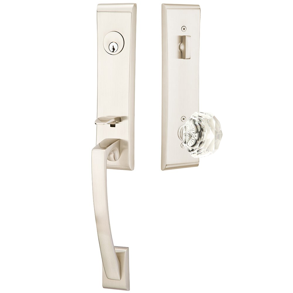 Emtek Apollo Tubular Entryset Monolithic with Diamond Glass Knob