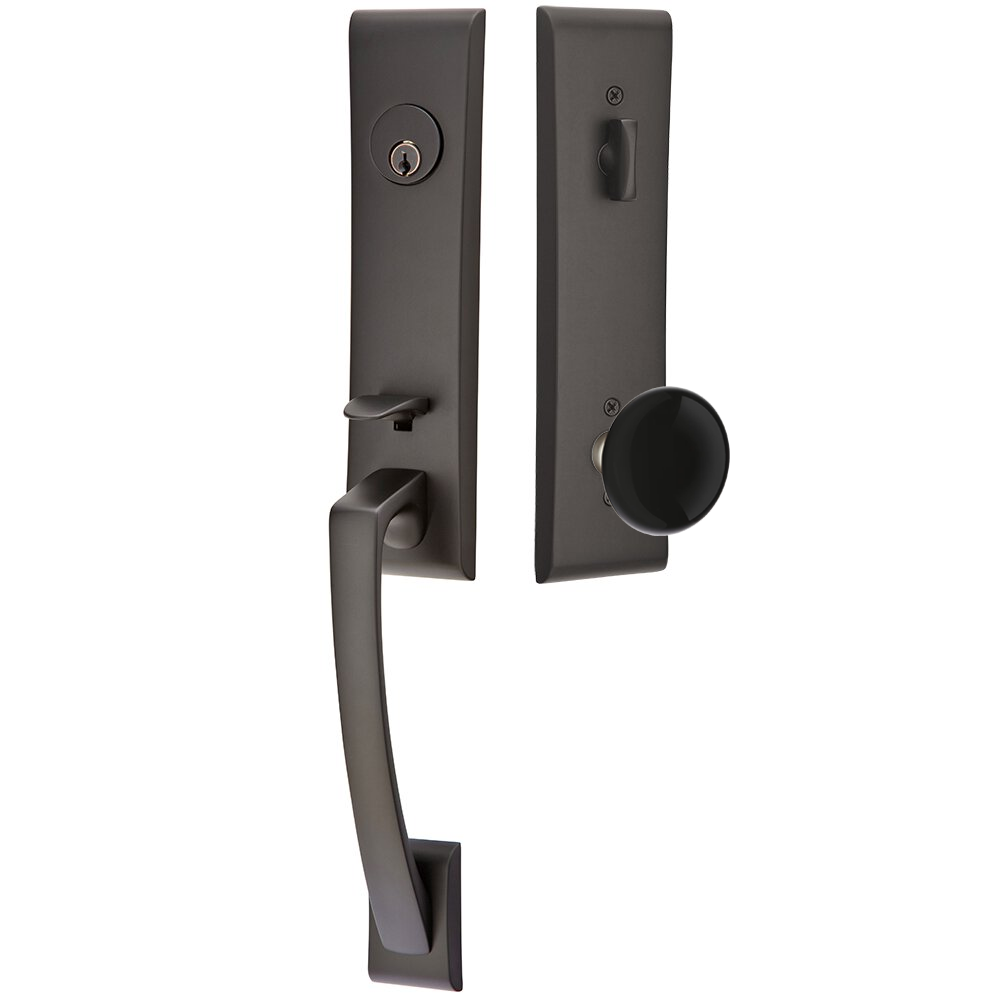 Emtek Apollo Tubular Entryset Monolithic with Ebony Porcelain Knob