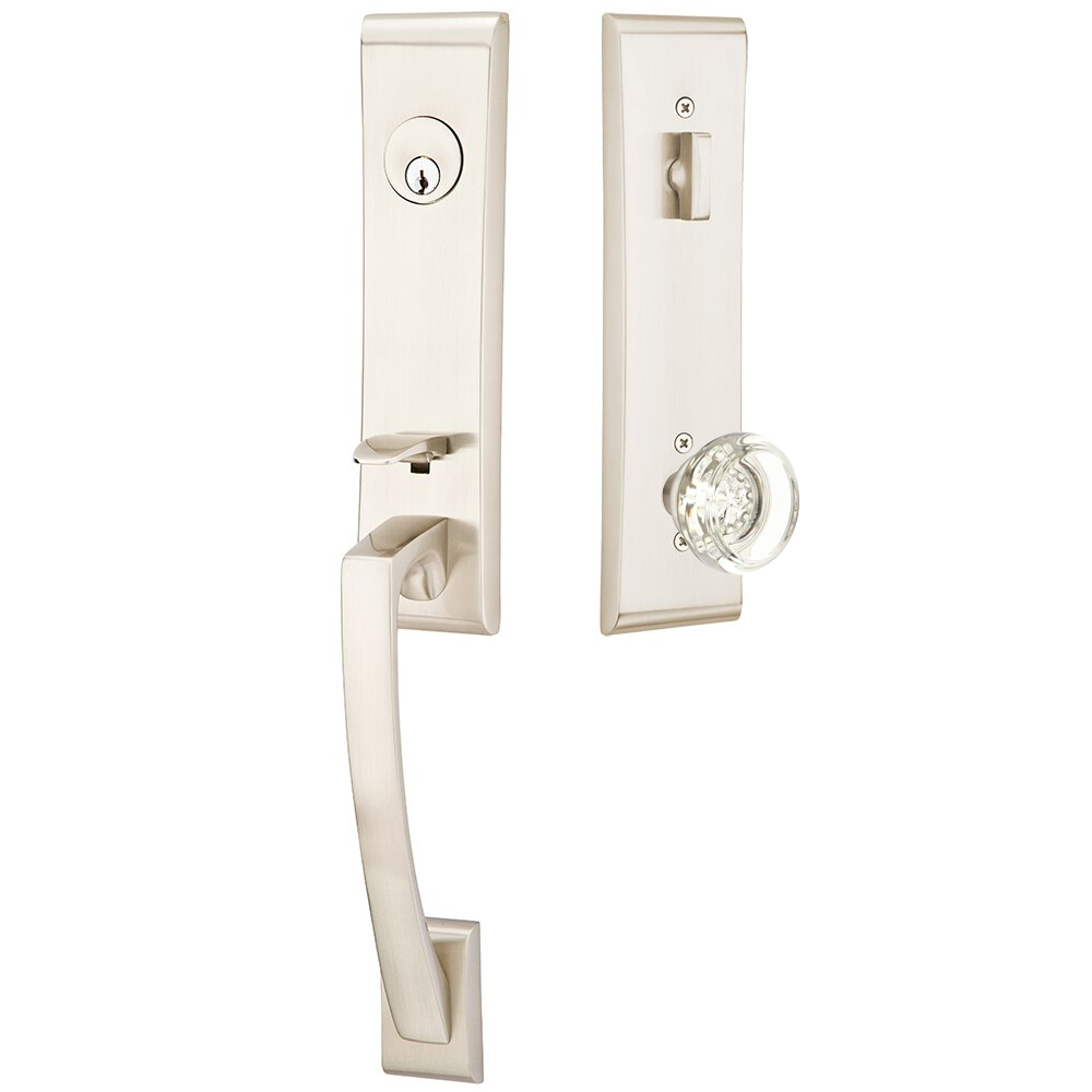 Emtek Apollo Tubular Entryset Monolithic with Georgetown Glass Knob