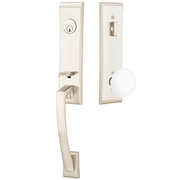 Emtek Apollo Tubular Entryset Monolithic with Ice White Porcelain Knob