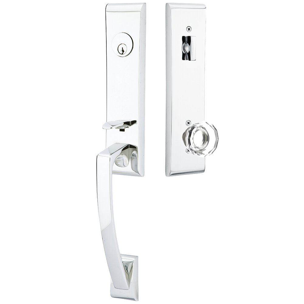 Emtek Apollo Tubular Entryset Monolithic with Lowell Glass Knob