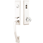 Emtek Apollo Tubular Entryset Monolithic with Modern Disc Glass Knob