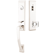 Emtek Apollo Tubular Entryset Monolithic with Modern Square Glass Knob