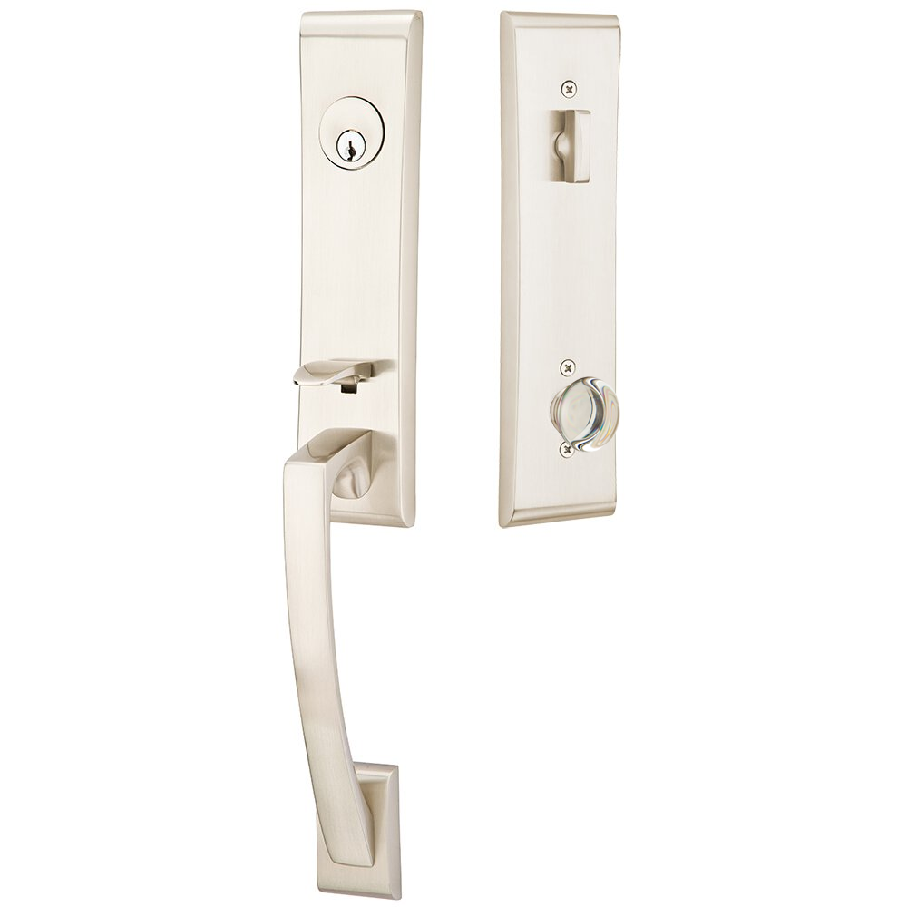 Emtek Apollo Tubular Entryset Monolithic with Providence Glass Knob