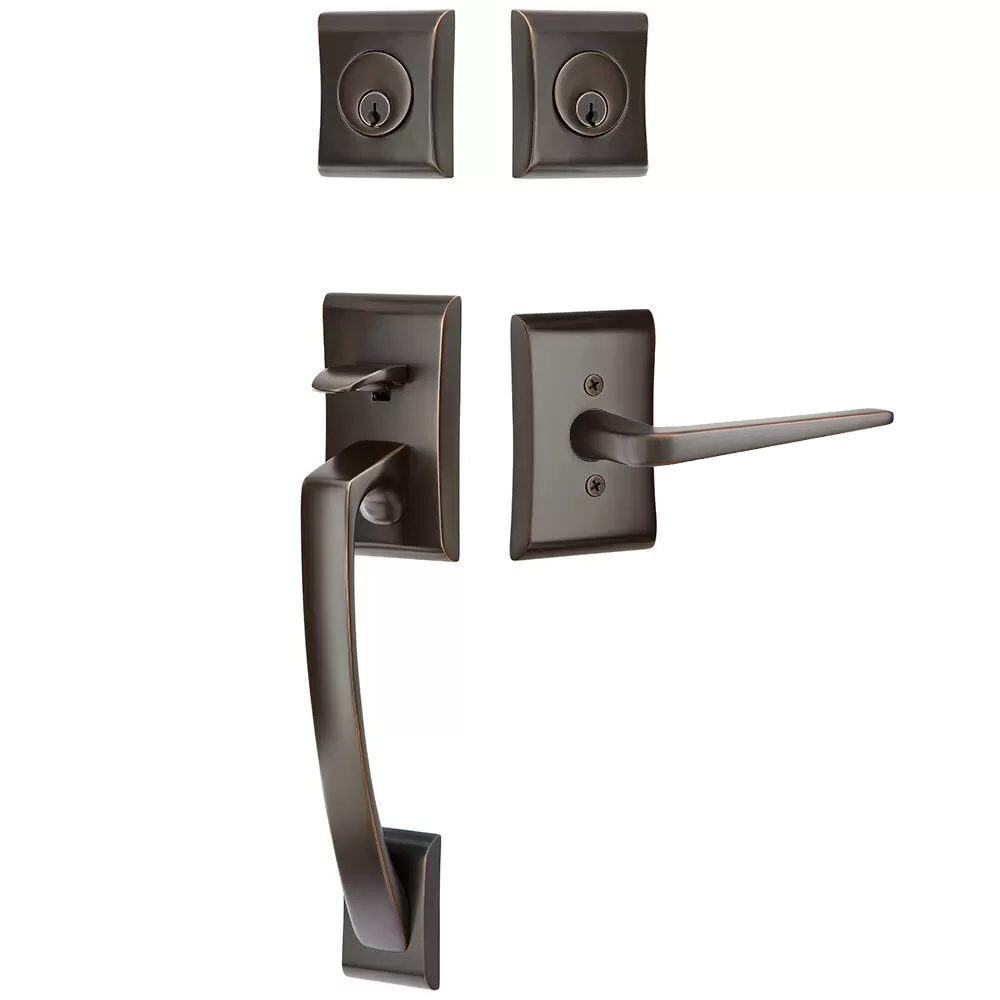Emtek Ares Tubular Entryset Sectional with Athena Lever
