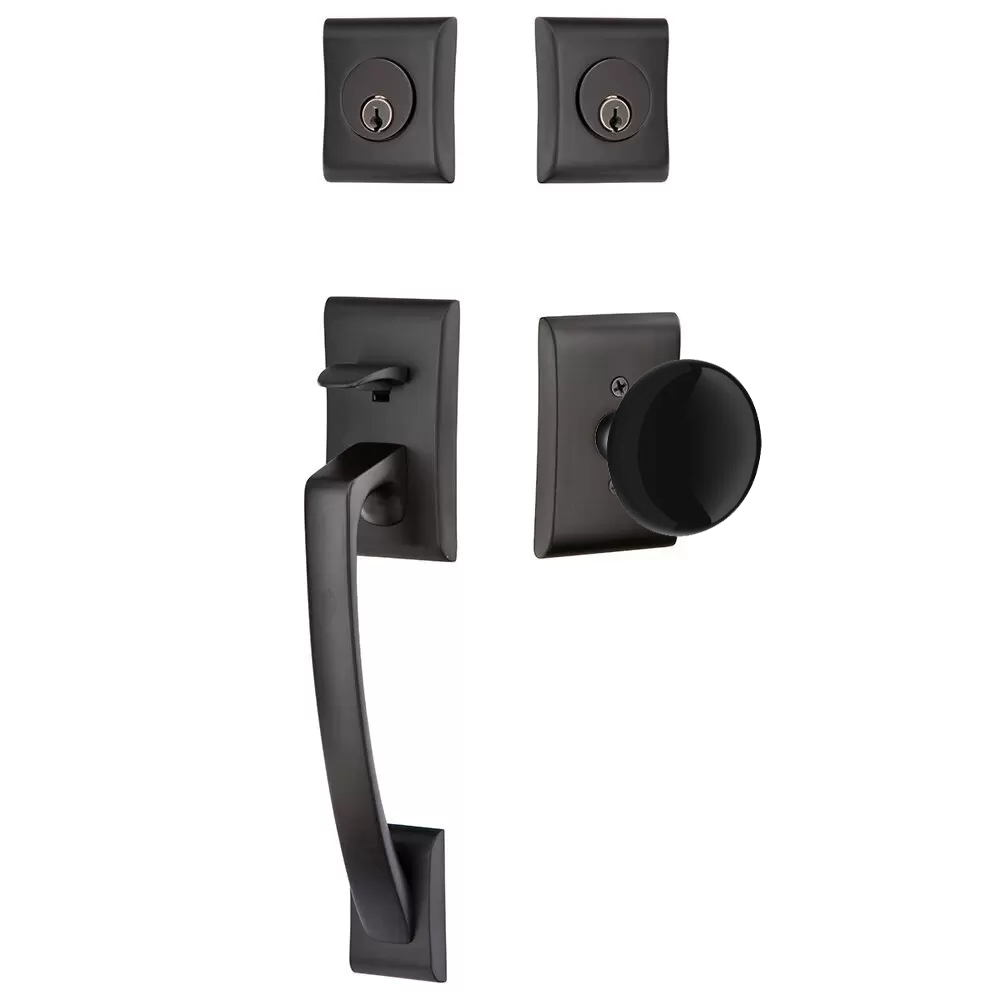 Emtek Ares Tubular Entryset Sectional with Ebony Porcelain Knob