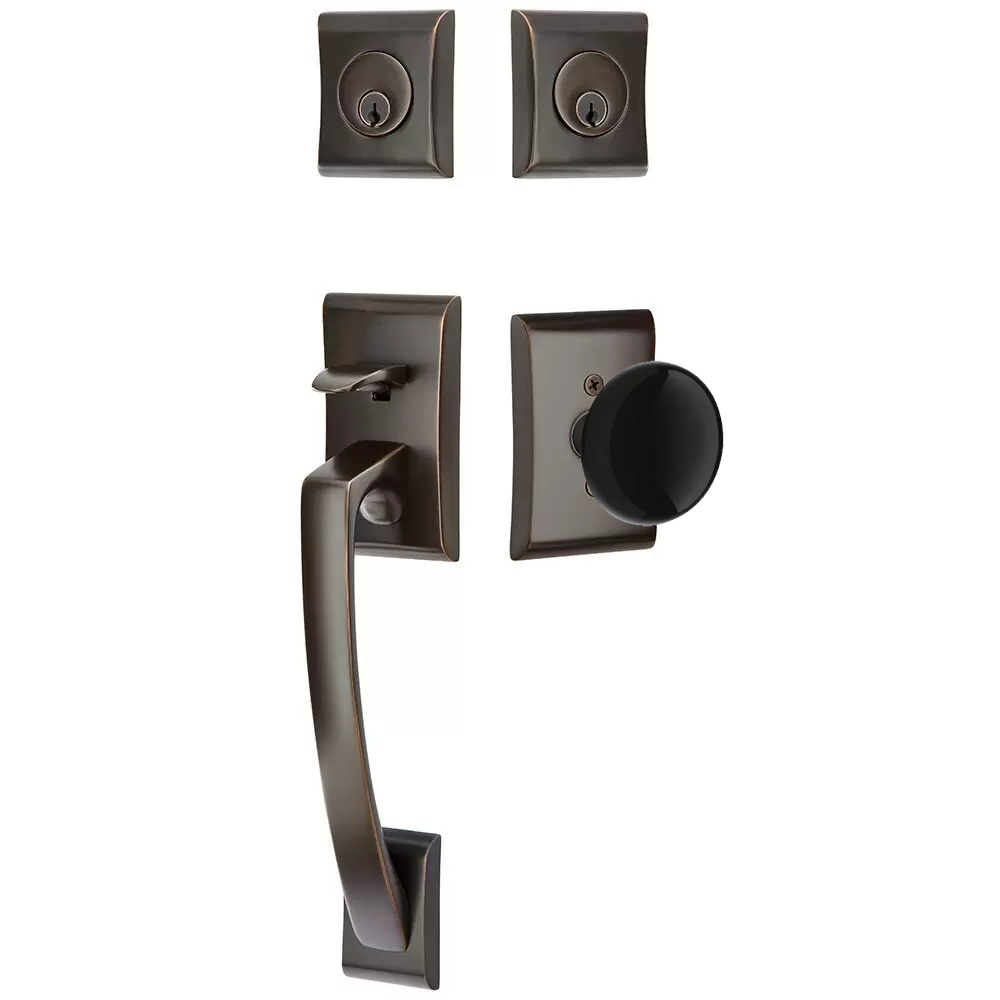 Emtek Ares Tubular Entryset Sectional with Ebony Porcelain Knob