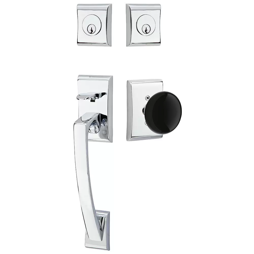 Emtek Ares Tubular Entryset Sectional with Ebony Porcelain Knob