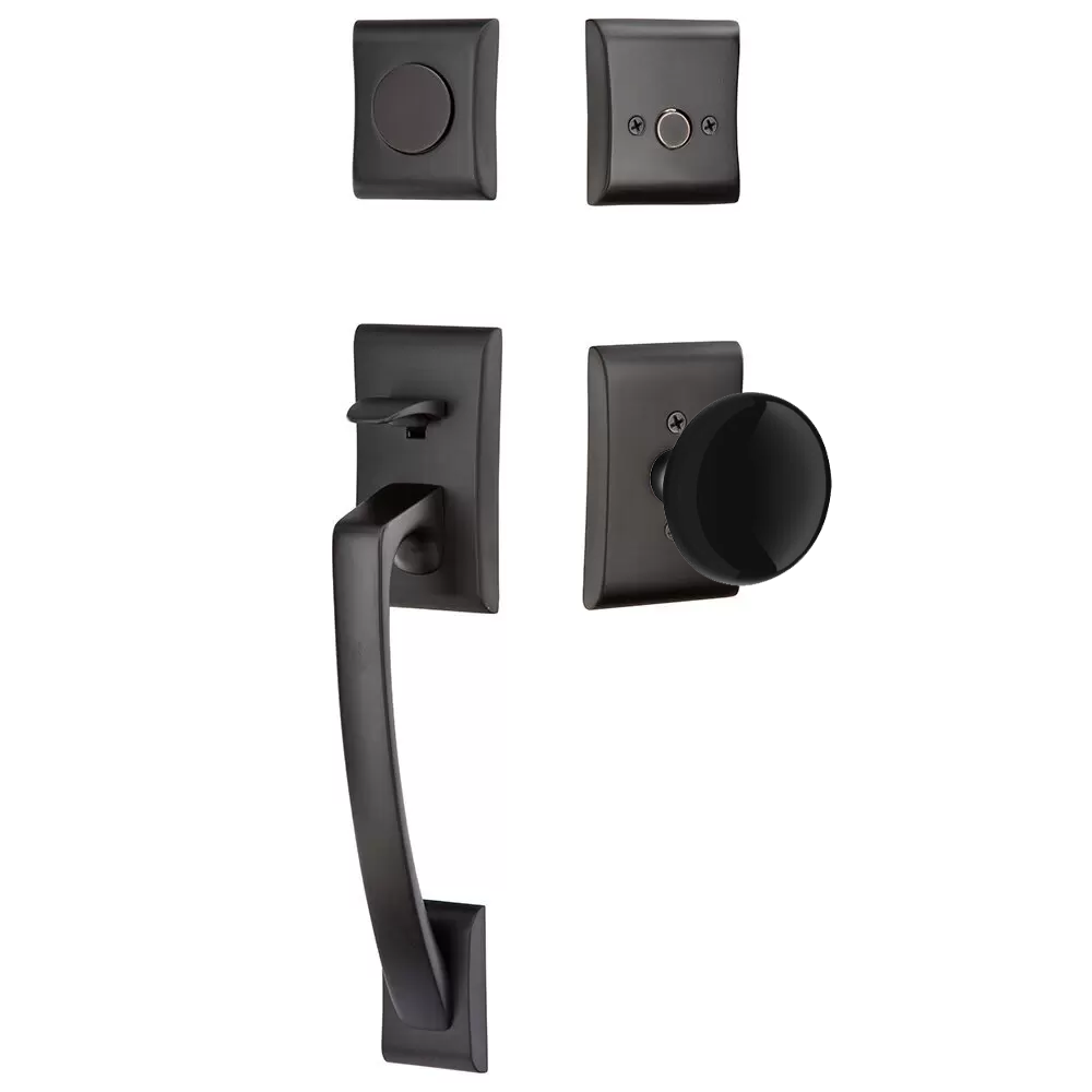 Emtek Ares Tubular Entryset Sectional with Ebony Porcelain Knob