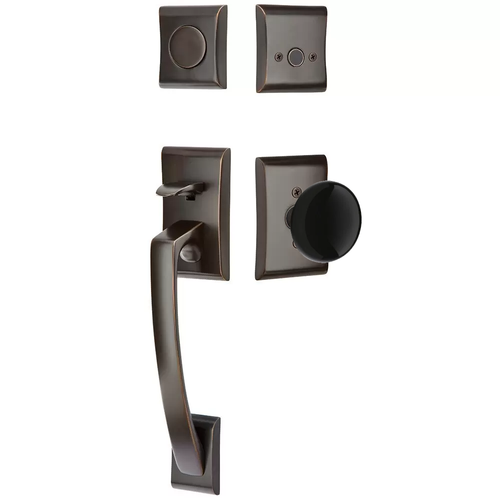 Emtek Ares Tubular Entryset Sectional with Ebony Porcelain Knob