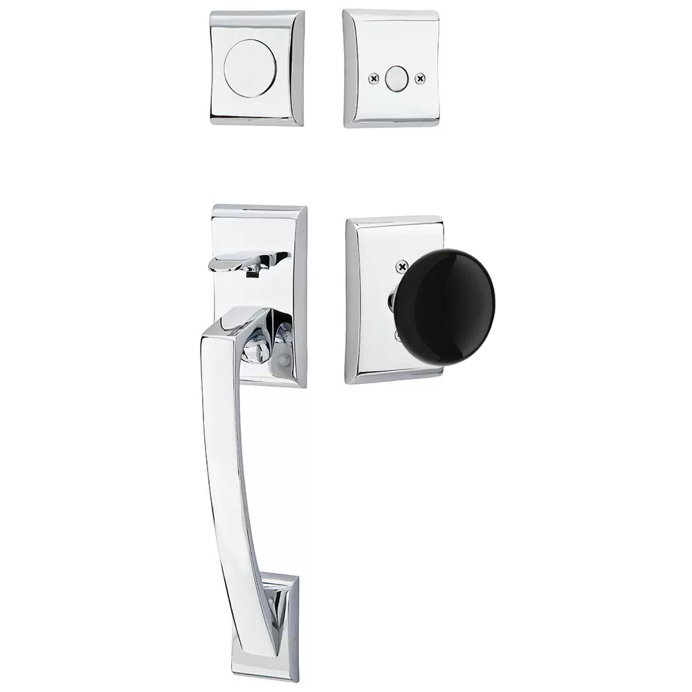 Emtek Ares Tubular Entryset Sectional with Ebony Porcelain Knob