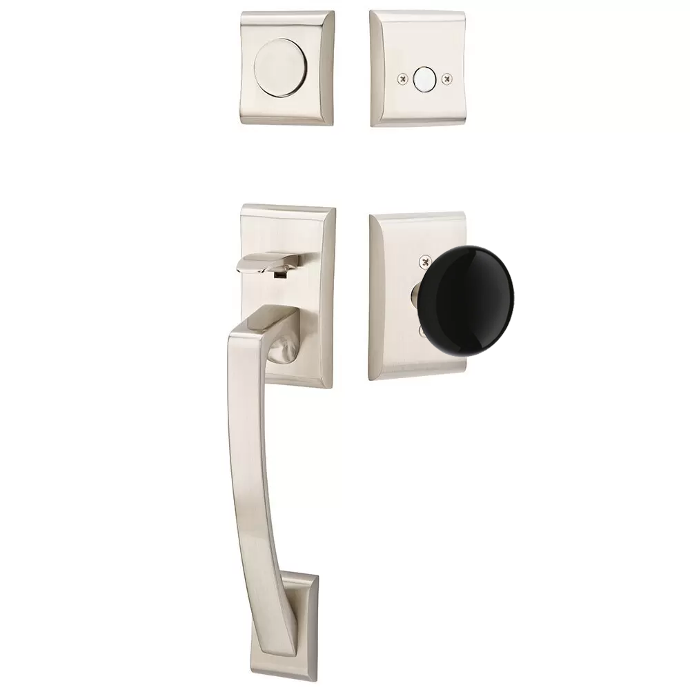 Emtek Ares Tubular Entryset Sectional with Ebony Porcelain Knob